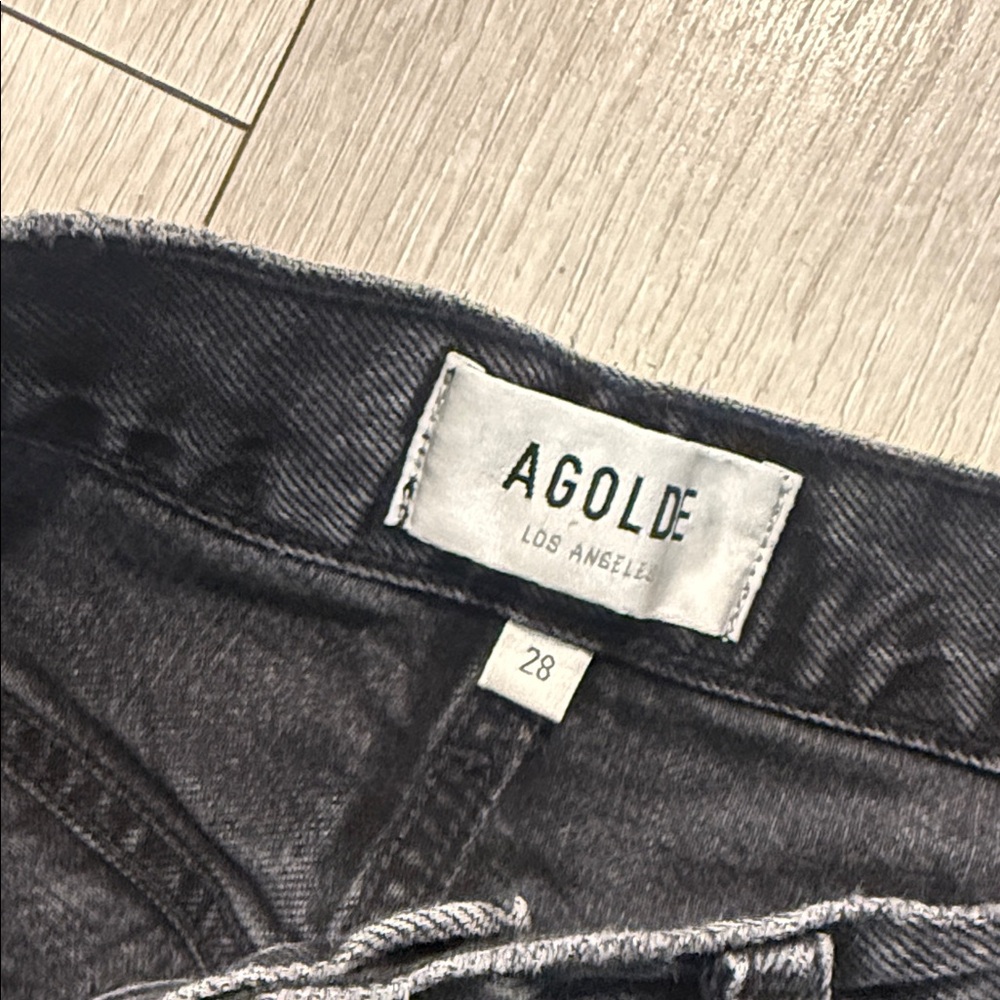 Agolde 90s Pinch Distressed  Black Straight Jeans - Picture 2 of 4
